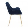 Armen Living Avery Blue Fabric Dining Room Chair with Gold Legs- Side