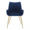 Armen Living Avery Blue Fabric Dining Room Chair with Gold Legs- Front