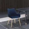 Armen Living Avery Blue Fabric Dining Room Chair with Gold Legs