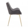 Armen Living Avery Gray Fabric Dining Room Chair with Gold Legs- Side