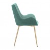Armen Living Avery Teal Fabric Dining Room Chair with Gold Legs- Side