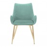 Armen Living Avery Teal Fabric Dining Room Chair with Gold Legs- Front
