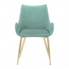 Armen Living Avery Teal Fabric Dining Room Chair with Gold Legs- Front