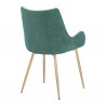 Armen Living Avery Teal Fabric Dining Room Chair with Gold Legs- Back