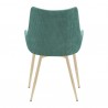 Armen Living Avery Teal Fabric Dining Room Chair with Gold Legs- Back