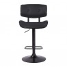 Brooklyn Adjustable Swivel Black Faux Leather and Black Wood Bar Stool with Black Base 003