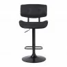 Brooklyn Adjustable Swivel Black Faux Leather and Black Wood Bar Stool with Black Base 003 - Brooklyn Adjustable Swivel Black Faux Leather and Black Wood Bar Stool with Black Base 003