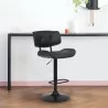 Brooklyn Adjustable Swivel Black Faux Leather and Black Wood Bar Stool with Black Base - Brooklyn Adjustable Swivel Black Faux Leather and Black Wood Bar Stool with Black Base