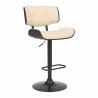Brooklyn Adjustable Swivel Cream Faux Leather and Black Wood Bar Stool with Black Base 001 - Brooklyn Adjustable Swivel Cream Faux Leather and Black Wood Bar Stool with Black Base 001