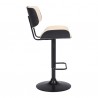 Brooklyn Adjustable Swivel Cream Faux Leather and Black Wood Bar Stool with Black Base 003