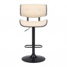 Brooklyn Adjustable Swivel Cream Faux Leather and Black Wood Bar Stool with Black Base 006