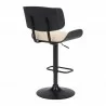 Brooklyn Adjustable Swivel Cream Faux Leather and Black Wood Bar Stool with Black Base 004 - Brooklyn Adjustable Swivel Cream Faux Leather and Black Wood Bar Stool with Black Base 004