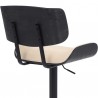 Brooklyn Adjustable Swivel Cream Faux Leather and Black Wood Bar Stool with Black Base 008