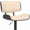 Brooklyn Adjustable Swivel Cream Faux Leather and Black Wood Bar Stool with Black Base 007