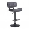 Brooklyn Adjustable Swivel Grey Faux Leather and Black Wood Bar Stool with Black Base 002