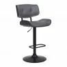 Brooklyn Adjustable Swivel Grey Faux Leather and Black Wood Bar Stool with Black Base 002 - Brooklyn Adjustable Swivel Grey Faux Leather and Black Wood Bar Stool with Black Base 002