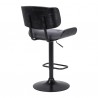 Brooklyn Adjustable Swivel Grey Faux Leather and Black Wood Bar Stool with Black Base 004