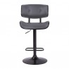 Brooklyn Adjustable Swivel Grey Faux Leather and Black Wood Bar Stool with Black Base 003