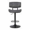 Brooklyn Adjustable Swivel Grey Faux Leather and Black Wood Bar Stool with Black Base 003 - Brooklyn Adjustable Swivel Grey Faux Leather and Black Wood Bar Stool with Black Base 003