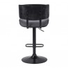 Brooklyn Adjustable Swivel Grey Faux Leather and Black Wood Bar Stool with Black Base 005