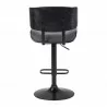 Brooklyn Adjustable Swivel Grey Faux Leather and Black Wood Bar Stool with Black Base 005 - Brooklyn Adjustable Swivel Grey Faux Leather and Black Wood Bar Stool with Black Base 005