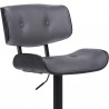Brooklyn Adjustable Swivel Grey Faux Leather and Black Wood Bar Stool with Black Base 006