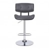  Armen Living Brooklyn Adjustable Swivel Grey Faux Leather And Black Wood Bar Stool With Chrome Base In Gray 004