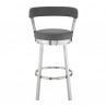 Bryant Counter Height Swivel Bar Stool in Brushed Stainless Steel Finish and Gray Faux Leather 001