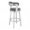Bryant Counter Height Swivel Bar Stool in Brushed Stainless Steel Finish and Gray Faux Leather 007
