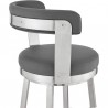 Bryant Counter Height Swivel Bar Stool in Brushed Stainless Steel Finish and Gray Faux Leather 004