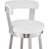 Bryant 26" Counter Height Swivel Bar Stool in Brushed Stainless Steel Finish and White Faux Leather 005