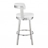 Bryant 26" Counter Height Swivel Bar Stool in Brushed Stainless Steel Finish and White Faux Leather 002