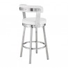 Bryant 26" Counter Height Swivel Bar Stool in Brushed Stainless Steel Finish and White Faux Leather 03