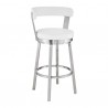 Bryant 26" Counter Height Swivel Bar Stool in Brushed Stainless Steel Finish and White Faux Leather 004