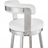 Bryant 26" Counter Height Swivel Bar Stool in Brushed Stainless Steel Finish and White Faux Leather 006
