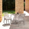 Armen Living Costa Patio Outdoor Dining Chairs In Grey Acacia Wood And Rope - Set of 2  1