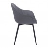 Armen Living Clover Grey Faux Leather Dining Room Chair with Black Metal Legs Side