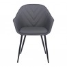 Armen Living Clover Grey Faux Leather Dining Room Chair with Black Metal Legs- Front
