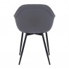 Armen Living Clover Grey Faux Leather Dining Room Chair with Black Metal Legs Back