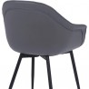 Armen Living Clover Grey Faux Leather Dining Room Chair with Black Metal Legs- Back