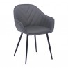Armen Living Clover Grey Faux Leather Dining Room Chair with Black Metal Legs Side Angle