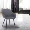 Armen Living Clover Grey Faux Leather Dining Room Chair with Black Metal Legs