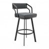 Armen Living Capri Swivel Modern Metal and Slate Gray Faux Leather Bar And Counter Stool 002