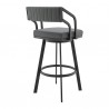 Armen Living Capri Swivel Modern Metal and Slate Gray Faux Leather Bar And Counter Stool 004