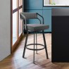 Armen Living Capri Swivel Modern Metal and Slate Gray Faux Leather Bar And Counter Stool