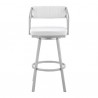 Capri Swivel White Faux Leather and Silver Metal Bar Stool 005