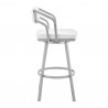 Capri Swivel White Faux Leather and Silver Metal Bar Stool 004