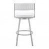 Capri Swivel White Faux Leather and Silver Metal Bar Stool 03