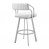 Capri Swivel White Faux Leather and Silver Metal Bar Stool 008