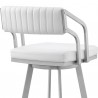 Capri Swivel White Faux Leather and Silver Metal Bar Stool 009